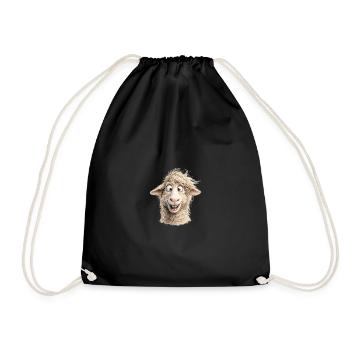 Happy Sheep Portrait - Drawstring Bag - black - Front