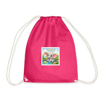 Elli the Elephant - Drawstring Bag - fuchsia - Front