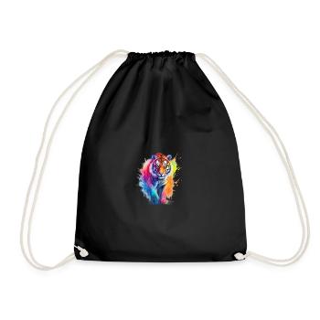 Tigre arc-en-ciel en aquarelle couleur éclaboussure. Look - Sac de sport léger - noir - Devant