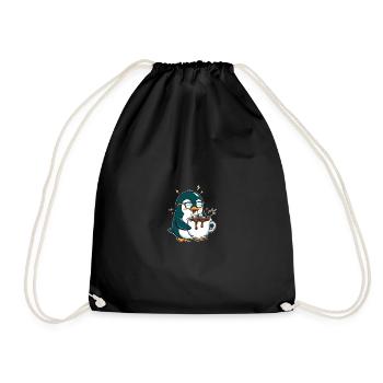 Koffein-Pinguin: Eiskalt & Hochgefahren - Drawstring Bag - black - Front