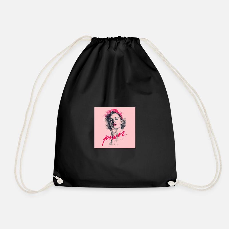 Female Power Illustration - Drawstring Bag - black