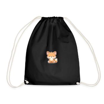 Süßes Baby-Fuchs schlafend im Kawaii-Stil - Turnbeutel - Schwarz - Vorne
