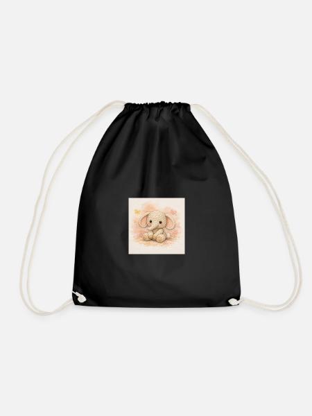 Yarn elephant - Drawstring Bag - black