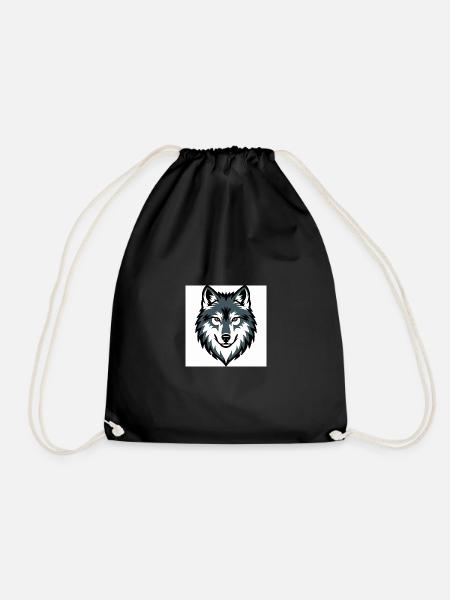 Wolf Graphic Emblem - Drawstring Bag - black
