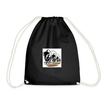 Buffalo horde on the move - Drawstring Bag - black - Front