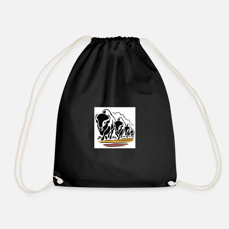 Buffalo horde on the move - Drawstring Bag - black