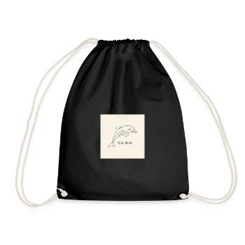 Dolphin Line Art: Ocean Friend - Drawstring Bag - black - Front