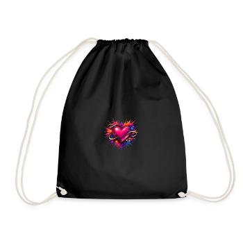 Cœur avec le signe d’infini et explosion de couleur - Sac de sport léger - noir - Devant