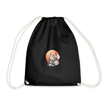 Astronauts Cat in Space – Japanese Retro - Drawstring Bag - black - Front