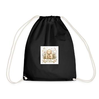 Tender lamb with morning coffee - Drawstring Bag - black - Front