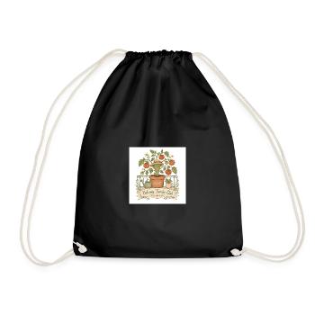 Balcony Tomato Club Illustration - Drawstring Bag - black - Front