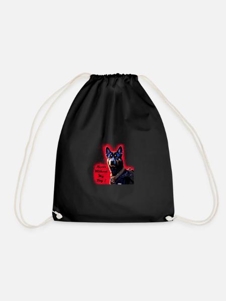 Never without my dog! - Drawstring Bag - black
