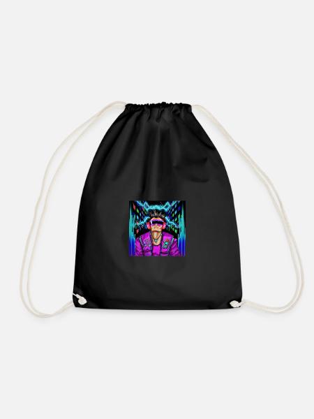 Syberpunk Popart Music Design Neon - Drawstring Bag - black