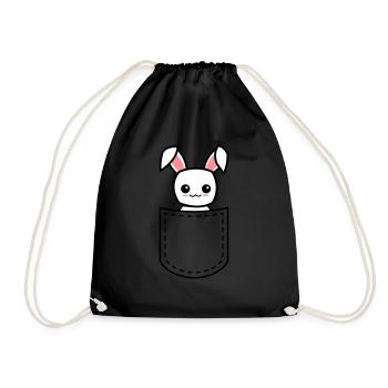 lapin dans une poche - Sac de sport léger - noir - Devant