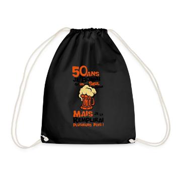 50 ans alcool anniversaire verre boirai biere - Sac de sport léger - noir - Devant