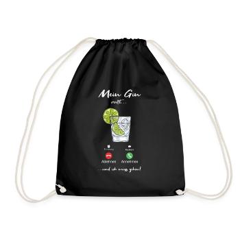 Lustige Gin Liebhaber Tonic Sprüche Geschenk - Turnbeutel - Schwarz - Vorne
