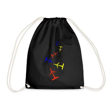 Wind turbine silhouette - Drawstring Bag - black - Front