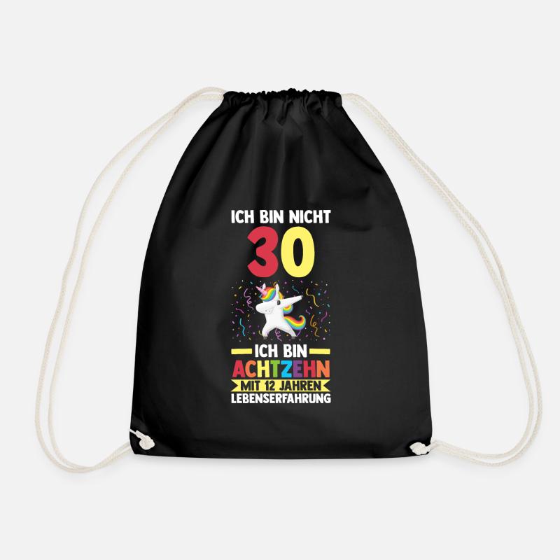 30. Geburtstag Einhorn 30 Jahre Geschenk - Turnbeutel - Schwarz