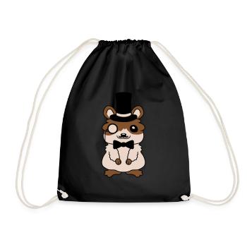 Mr. Hamster Cylinder Hat - Drawstring Bag - black - Front