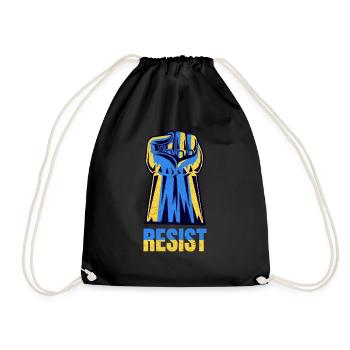 Resist Ukraine: Ukrainian Fist Design - Drawstring Bag - black - Front