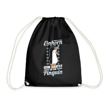 Einhorn Pinguin - Turnbeutel - Schwarz - Vorne