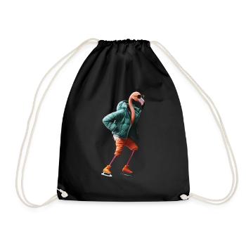 Flamingo - Turnbeutel - Schwarz - Vorne