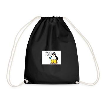 Stylish penguin sleeve with glasses - Drawstring Bag - black - Front