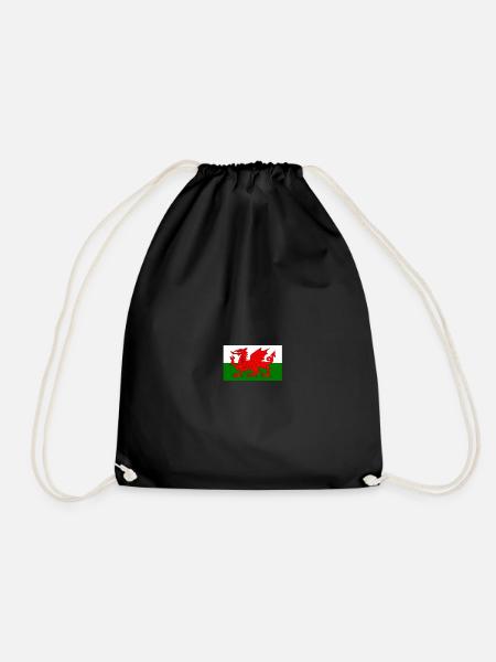 Wales flag - Drawstring Bag - black