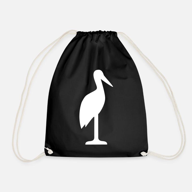 Storch Klapperstorch Adebar Geschenk Baby - Turnbeutel - Schwarz