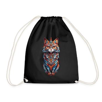 Mystic Cat Shamanism & Spirit Design - Drawstring Bag - black - Front