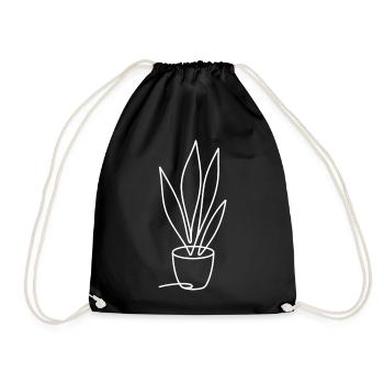 Line plant in pot - Drawstring Bag - black - Front