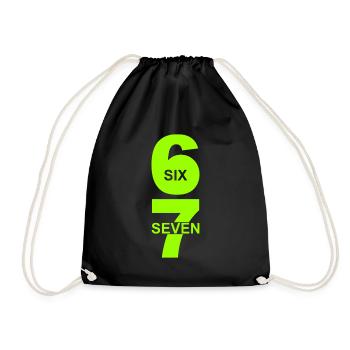 Six Seven - 67 - Typo - Meme - Basketball - 6-7 - Drawstring Bag - black - Front