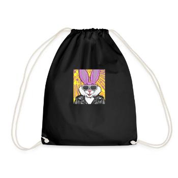 Cool bunny - Drawstring Bag - black - Front