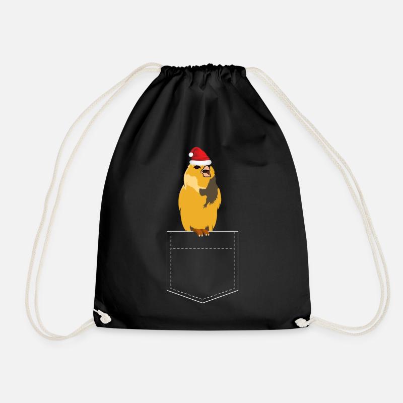 Christmas Bird - Drawstring Bag - black