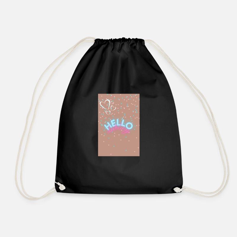 greet everyone with a good mood - Drawstring Bag - black