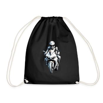 Biker Aufkleber - Motorrad Design - Turnbeutel - Schwarz - Vorne