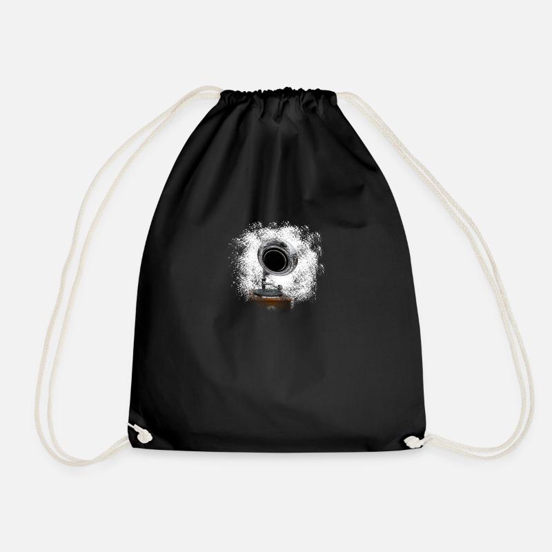 Retro Plattenspieler im gesprühtem Look - Turnbeutel - Schwarz