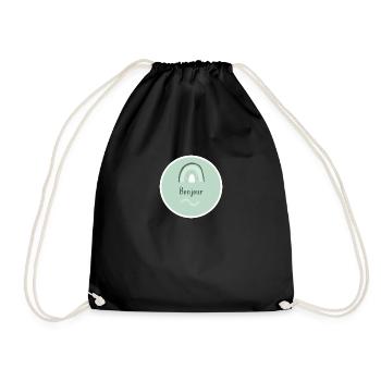 Bonjour - Drawstring Bag - black - Front