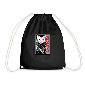 Clawsome Samurai Cat Bold Design For Anime Animal - Drawstring Bag - black - Front