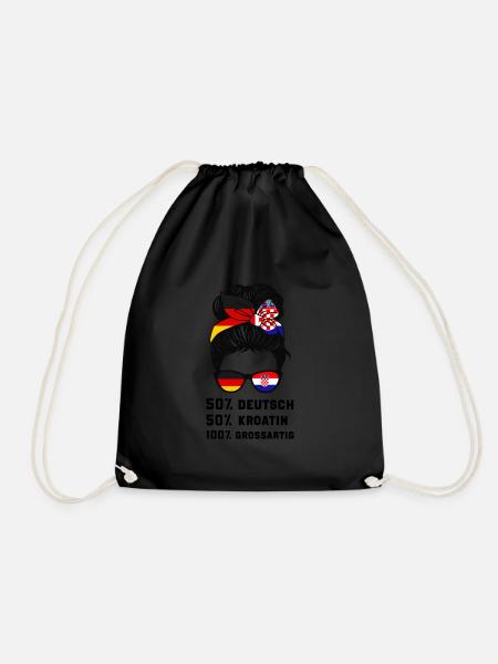 Deutsche Kroatin Kroatien Geschenk - Turnbeutel - Schwarz