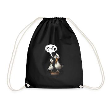 Seagull Seagulls Saying Moin Northern Germany - Drawstring Bag - black - Front