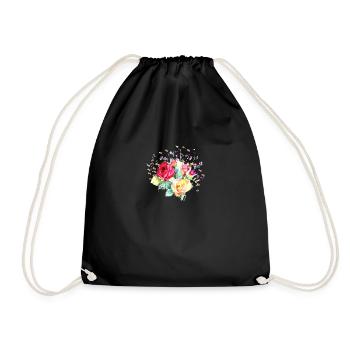 strauss Blumenstrauß Blumen Flowers Rose Rosen - Turnbeutel - Schwarz - Vorne