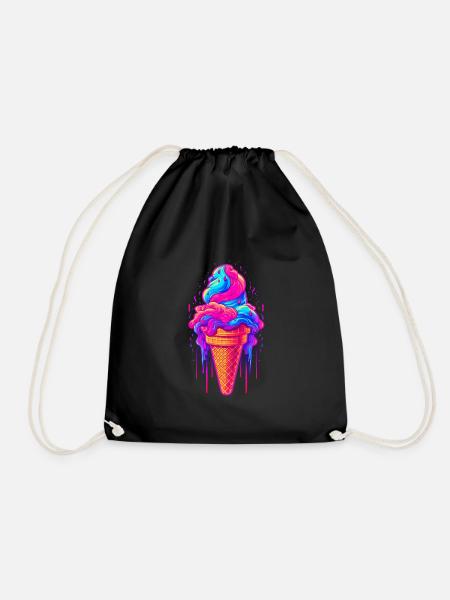 Retro Eiscream Eis Waffeleis für eine Eis - Turnbeutel - Schwarz