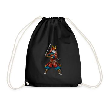 Katze Japanischer Samurai Ninja - Turnbeutel - Schwarz - Vorne