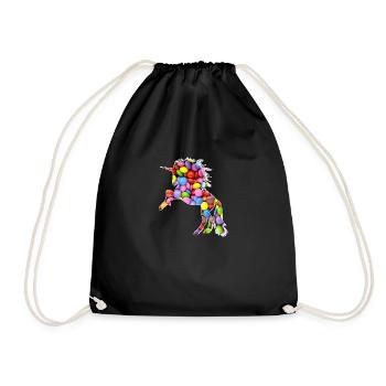 Unicorn Colorful Color Smarties - Drawstring Bag - black - Front