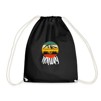 Norwegian Forest Animal Deer Retro Norway Nature - Drawstring Bag - black - Front