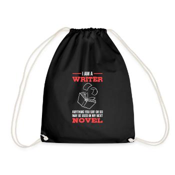 Author - Drawstring Bag - black - Front