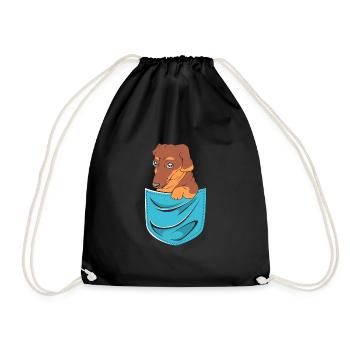 Dachshund - Drawstring Bag - black - Front