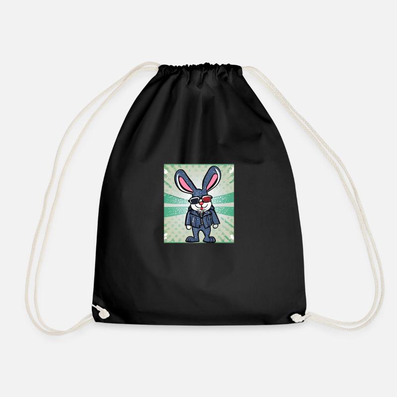 Funny bunny - Drawstring Bag - black