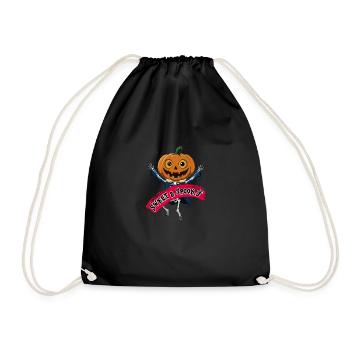 Funny Dancing Happy Halloween Skeleton - Drawstring Bag - black - Front